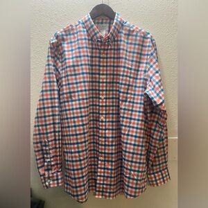L.L. Bean Men's Size Large Wrinkle Resident‎ Red Blue Plaid Button Down Shirt